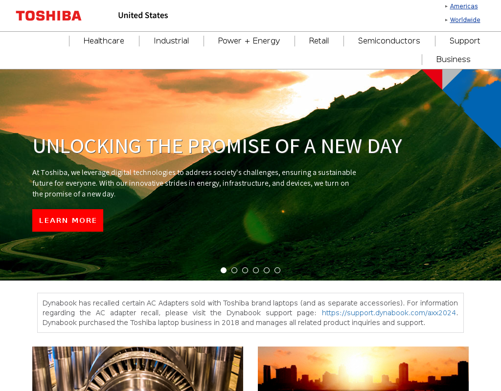 Toshiba homepage